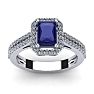 1 1/2 Carat Tanzanite and Halo Diamond Ring In 14 Karat White Gold Image-1