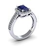 1 1/2 Carat Tanzanite and Halo Diamond Ring In 14 Karat White Gold Image-2