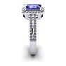 1 1/2 Carat Tanzanite and Halo Diamond Ring In 14 Karat White Gold Image-3