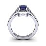 1 1/2 Carat Tanzanite and Halo Diamond Ring In 14 Karat White Gold Image-4