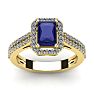 1 1/2 Carat Tanzanite and Halo Diamond Ring In 14 Karat Yellow Gold Image-1