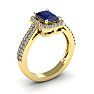 1 1/2 Carat Tanzanite and Halo Diamond Ring In 14 Karat Yellow Gold Image-2