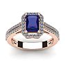 1 1/2 Carat Tanzanite and Halo Diamond Ring In 14 Karat Rose Gold Image-1