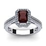 Garnet Ring: Garnet Jewelry: 1 3/4 Carat Garnet and Halo Diamond Ring In 14 Karat White Gold Image-1