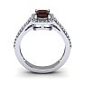 Garnet Ring: Garnet Jewelry: 1 3/4 Carat Garnet and Halo Diamond Ring In 14 Karat White Gold Image-4