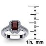 Garnet Ring: Garnet Jewelry: 1 3/4 Carat Garnet and Halo Diamond Ring In 14 Karat White Gold Image-5