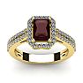 Garnet Ring: Garnet Jewelry: 1 3/4 Carat Garnet and Halo Diamond Ring In 14 Karat Yellow Gold Image-1