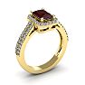 Garnet Ring: Garnet Jewelry: 1 3/4 Carat Garnet and Halo Diamond Ring In 14 Karat Yellow Gold Image-2