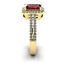 Garnet Ring: Garnet Jewelry: 1 3/4 Carat Garnet and Halo Diamond Ring In 14 Karat Yellow Gold Image-3