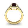 Garnet Ring: Garnet Jewelry: 1 3/4 Carat Garnet and Halo Diamond Ring In 14 Karat Yellow Gold Image-4