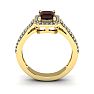 Garnet Ring: Garnet Jewelry: 1 3/4 Carat Garnet and Halo Diamond Ring In 14 Karat Yellow Gold Image-4