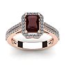 Garnet Ring: Garnet Jewelry: 1 3/4 Carat Garnet and Halo Diamond Ring In 14 Karat Rose Gold Image-1