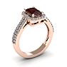 Garnet Ring: Garnet Jewelry: 1 3/4 Carat Garnet and Halo Diamond Ring In 14 Karat Rose Gold Image-2