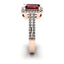 Garnet Ring: Garnet Jewelry: 1 3/4 Carat Garnet and Halo Diamond Ring In 14 Karat Rose Gold Image-3