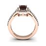 Garnet Ring: Garnet Jewelry: 1 3/4 Carat Garnet and Halo Diamond Ring In 14 Karat Rose Gold Image-4
