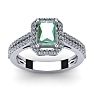 1 1/3 Carat Green Amethyst and Halo Diamond Ring In 14 Karat White Gold Image-1