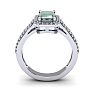 1 1/3 Carat Green Amethyst and Halo Diamond Ring In 14 Karat White Gold Image-4