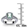 1 1/3 Carat Green Amethyst and Halo Diamond Ring In 14 Karat White Gold Image-5