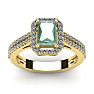 1 1/3 Carat Green Amethyst and Halo Diamond Ring In 14 Karat Yellow Gold Image-1