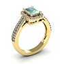 1 1/3 Carat Green Amethyst and Halo Diamond Ring In 14 Karat Yellow Gold Image-2