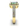 1 1/3 Carat Green Amethyst and Halo Diamond Ring In 14 Karat Yellow Gold Image-3