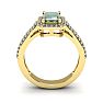 1 1/3 Carat Green Amethyst and Halo Diamond Ring In 14 Karat Yellow Gold Image-4