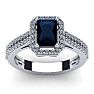 1 1/2 Carat Sapphire and Halo Diamond Ring In 14 Karat White Gold Image-1