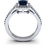 1 1/2 Carat Sapphire and Halo Diamond Ring In 14 Karat White Gold Image-4