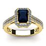 1 1/2 Carat Sapphire and Halo Diamond Ring In 14 Karat Yellow Gold Image-1