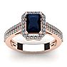1 1/2 Carat Sapphire and Halo Diamond Ring In 14 Karat Rose Gold Image-1