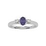 1/2 Carat Oval Shape Amethyst and Two Diamond Ring In 14 Karat White Gold Image-1