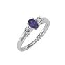 1/2 Carat Oval Shape Amethyst and Two Diamond Ring In 14 Karat White Gold Image-2