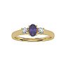 1/2 Carat Oval Shape Amethyst and Two Diamond Ring In 14 Karat Yellow Gold Image-1