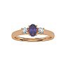 1/2 Carat Oval Shape Amethyst and Two Diamond Ring In 14 Karat Rose Gold Image-1
