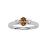 1/2 Carat Oval Shape Citrine and Two Diamond Ring In 14 Karat White Gold Image-1