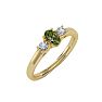 3/4 Carat Oval Shape Peridot and Two Diamond Ring In 14 Karat Yellow Gold Image-2