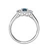 3/4 Carat Oval Shape Blue Topaz and Two Diamond Ring In 14 Karat White Gold Image-3