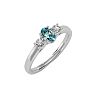 Aquamarine Ring: Aquamarine Jewelry: 1/2 Carat Oval Shape Aquamarine and Two Diamond Ring In 14 Karat White Gold Image-2