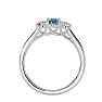 Aquamarine Ring: Aquamarine Jewelry: 1/2 Carat Oval Shape Aquamarine and Two Diamond Ring In 14 Karat White Gold Image-3