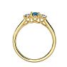 Aquamarine Ring: Aquamarine Jewelry: 1/2 Carat Oval Shape Aquamarine and Two Diamond Ring In 14 Karat Yellow Gold Image-3