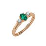 1/2 Carat Oval Shape Emerald and Two Diamond Ring In 14 Karat Rose Gold Image-2