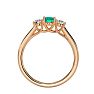 1/2 Carat Oval Shape Emerald and Two Diamond Ring In 14 Karat Rose Gold Image-3