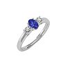3/4 Carat Oval Shape Tanzanite and Two Diamond Ring In 14 Karat White Gold Image-2