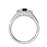Garnet Ring: Garnet Jewelry: 3/4 Carat Oval Shape Garnet and Two Diamond Ring In 14 Karat White Gold Image-3