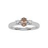 1/2 Carat Oval Shape Morganite and Two Diamond Ring In 14 Karat White Gold Image-1