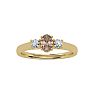 1/2 Carat Oval Shape Morganite and Two Diamond Ring In 14 Karat Yellow Gold Image-1