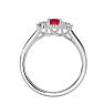 3/4 Carat Oval Shape Ruby and Two Diamond Ring In 14 Karat White Gold Image-3