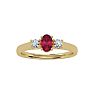 3/4 Carat Oval Shape Ruby and Two Diamond Ring In 14 Karat Yellow Gold Image-1