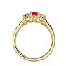 3/4 Carat Oval Shape Ruby and Two Diamond Ring In 14 Karat Yellow Gold Image-3