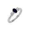 3/4 Carat Oval Shape Sapphire and Two Diamond Ring In 14 Karat White Gold Image-2